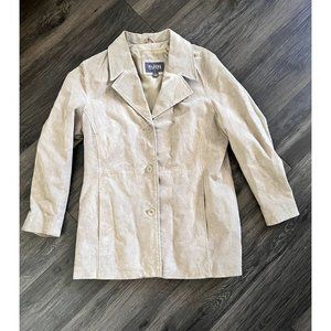 Womens Wilson Leather Cream Button‎ Down Jacket Size large